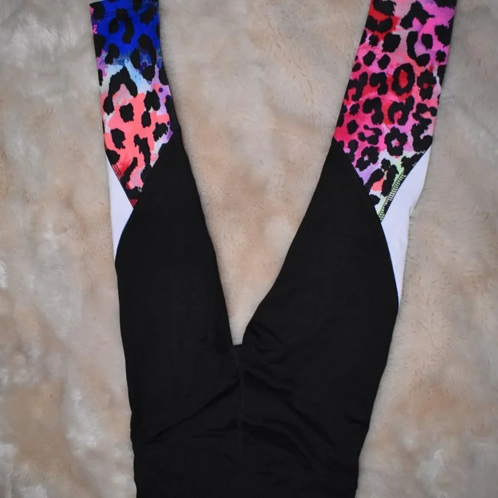 Girls Leggings Animal Print Stretch Size XS 5/6